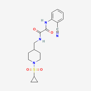 molecular formula C18H22N4O4S B2501757 N1-(2-氰基苯基)-N2-((1-(环丙基磺酰基)哌啶-4-基)甲基)草酰胺 CAS No. 1235341-37-3