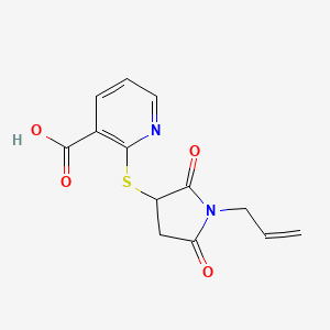 molecular formula C13H12N2O4S B2501762 2-((1-Allyl-2,5-dioxopyrrolidin-3-yl)thio)nicotinic acid CAS No. 881483-81-4