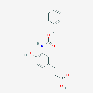 molecular formula C17H17NO5 B2501764 3-[4-Hydroxy-3-(phenylmethoxycarbonylamino)phenyl]propanoic acid CAS No. 2287342-29-2