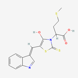 molecular formula C17H16N2O3S3 B2501765 (Z)-2-(5-((1H-indol-3-yl)methylene)-4-oxo-2-thioxothiazolidin-3-yl)-4-(methylthio)butanoic acid CAS No. 612802-60-5