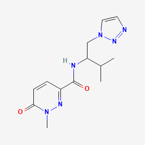 molecular formula C13H18N6O2 B2501766 1-甲基-N-(3-甲基-1-(1H-1,2,3-三唑-1-基)丁-2-基)-6-氧代-1,6-二氢哒嗪-3-甲酰胺 CAS No. 2034229-44-0