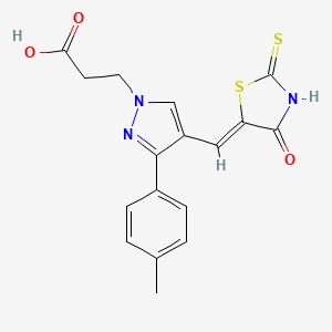 (Z)-3-(4-((4-oxo-2-thioxothiazolidin-5-ylidene)methyl)-3-(p-tolyl)-1H-pyrazol-1-yl)propanoic acid