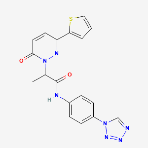 molecular formula C18H15N7O2S B2501792 N-(4-(1H-tetrazol-1-yl)phenyl)-2-(6-oxo-3-(thiophen-2-yl)pyridazin-1(6H)-yl)propanamide CAS No. 1251682-38-8