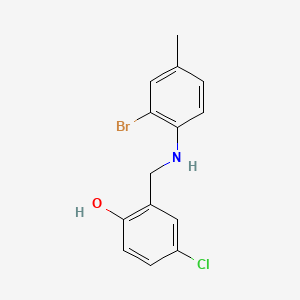 molecular formula C14H13BrClNO B2501799 2-{[(2-Bromo-4-methylphenyl)amino]methyl}-4-chlorophenol CAS No. 1036433-05-2