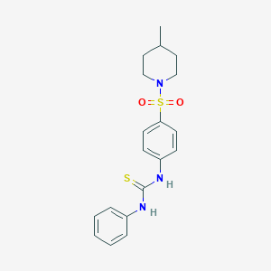 molecular formula C19H23N3O2S2 B250181 N-{4-[(4-methyl-1-piperidinyl)sulfonyl]phenyl}-N'-phenylthiourea 