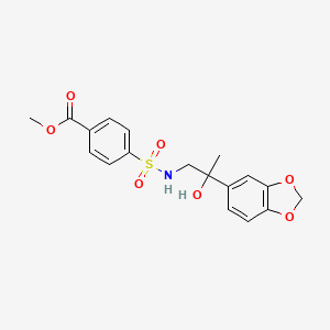 molecular formula C18H19NO7S B2501823 methyl 4-(N-(2-(benzo[d][1,3]dioxol-5-yl)-2-hydroxypropyl)sulfamoyl)benzoate CAS No. 1396635-81-6