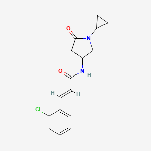 (E)-3-(2-chlorophenyl)-N-(1-cyclopropyl-5-oxopyrrolidin-3-yl)acrylamide