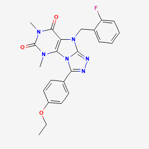 molecular formula C23H21FN6O3 B2501831 8-(4-Ethoxyphenyl)-5-[(2-fluorophenyl)methyl]-1,3-dimethylpurino[8,9-c][1,2,4]triazole-2,4-dione CAS No. 921859-49-6