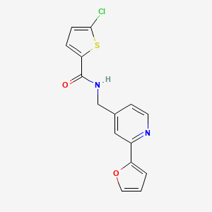 molecular formula C15H11ClN2O2S B2501836 5-chloro-N-((2-(furan-2-yl)pyridin-4-yl)methyl)thiophene-2-carboxamide CAS No. 2034341-35-8