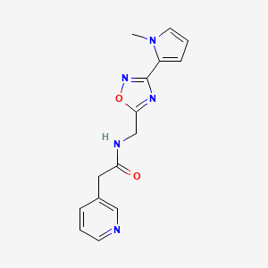 molecular formula C15H15N5O2 B2501840 N-((3-(1-methyl-1H-pyrrol-2-yl)-1,2,4-oxadiazol-5-yl)methyl)-2-(pyridin-3-yl)acetamide CAS No. 2034272-10-9