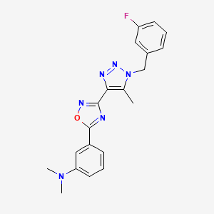 molecular formula C20H19FN6O B2501844 (3-{3-[1-(3-氟苄基)-5-甲基-1H-1,2,3-三唑-4-基]-1,2,4-恶二唑-5-基}苯基)二甲胺 CAS No. 1251556-89-4