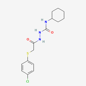 molecular formula C15H20ClN3O2S B2501845 2-{2-[(4-chlorophenyl)sulfanyl]acetyl}-N-cyclohexyl-1-hydrazinecarboxamide CAS No. 331459-74-6