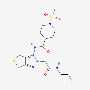 molecular formula C17H27N5O4S2 B2501855 1-(methylsulfonyl)-N-(2-(2-oxo-2-(propylamino)ethyl)-4,6-dihydro-2H-thieno[3,4-c]pyrazol-3-yl)piperidine-4-carboxamide CAS No. 1105246-93-2