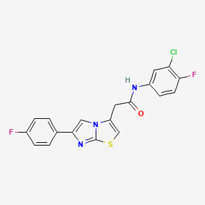molecular formula C19H12ClF2N3OS B2501867 N-(3-chloro-4-fluorophenyl)-2-[6-(4-fluorophenyl)imidazo[2,1-b][1,3]thiazol-3-yl]acetamide CAS No. 897464-42-5