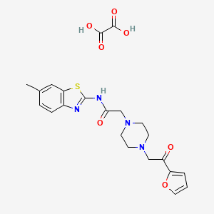 molecular formula C22H24N4O7S B2501869 2-(4-(2-(furan-2-yl)-2-oxoethyl)piperazin-1-yl)-N-(6-methylbenzo[d]thiazol-2-yl)acetamide oxalate CAS No. 1351661-12-5
