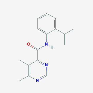 molecular formula C16H19N3O B2501877 5,6-Dimethyl-N-(2-propan-2-ylphenyl)pyrimidine-4-carboxamide CAS No. 2415603-28-8