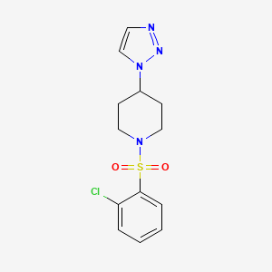 molecular formula C13H15ClN4O2S B2501886 1-((2-chlorophenyl)sulfonyl)-4-(1H-1,2,3-triazol-1-yl)piperidine CAS No. 1795471-06-5