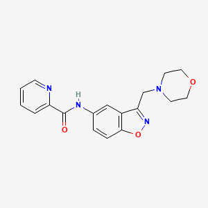 molecular formula C18H18N4O3 B2501887 N-[3-(Morpholin-4-ylmethyl)-1,2-benzoxazol-5-yl]pyridine-2-carboxamide CAS No. 2379953-69-0