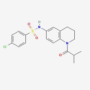 molecular formula C19H21ClN2O3S B2501888 4-chloro-N-(1-isobutyryl-1,2,3,4-tetrahydroquinolin-6-yl)benzenesulfonamide CAS No. 1005293-43-5