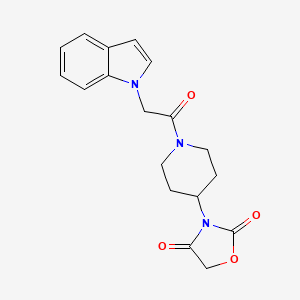 molecular formula C18H19N3O4 B2501889 3-(1-(2-(1H-吲哚-1-基)乙酰)哌啶-4-基)噁唑烷-2,4-二酮 CAS No. 2034241-10-4