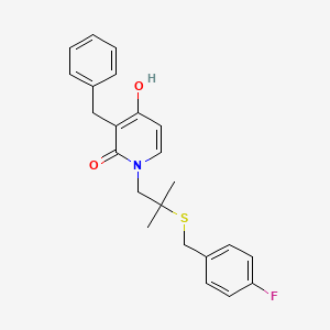molecular formula C23H24FNO2S B2501892 3-苄基-1-{2-[(4-氟苄基)硫代]-2-甲基丙基}-4-羟基-2(1H)-吡啶酮 CAS No. 477869-86-6