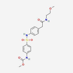 molecular formula C19H23N3O6S B2501904 methyl (4-(N-(4-(2-((2-methoxyethyl)amino)-2-oxoethyl)phenyl)sulfamoyl)phenyl)carbamate CAS No. 1448071-10-0