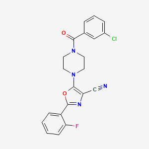 molecular formula C21H16ClFN4O2 B2501905 5-(4-(3-Chlorobenzoyl)piperazin-1-yl)-2-(2-fluorophenyl)oxazole-4-carbonitrile CAS No. 903186-24-3