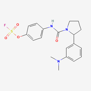 molecular formula C19H22FN3O4S B2501906 2-[3-(Dimethylamino)phenyl]-1-[(4-fluorosulfonyloxyphenyl)carbamoyl]pyrrolidine CAS No. 2411239-56-8