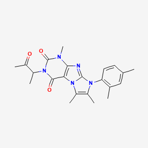 molecular formula C22H25N5O3 B2501911 8-(2,4-dimethylphenyl)-1,6,7-trimethyl-3-(3-oxobutan-2-yl)-1H-imidazo[2,1-f]purine-2,4(3H,8H)-dione CAS No. 919023-69-1