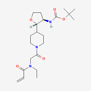 molecular formula C21H35N3O5 B2501912 Tert-butyl N-[(2S,3R)-2-[1-[2-[ethyl(prop-2-enoyl)amino]acetyl]piperidin-4-yl]oxolan-3-yl]carbamate CAS No. 2361745-78-8
