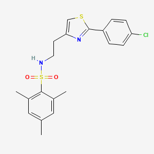 molecular formula C20H21ClN2O2S2 B2501918 N-[2-[2-(4-chlorophenyl)-1,3-thiazol-4-yl]ethyl]-2,4,6-trimethylbenzenesulfonamide CAS No. 933018-81-6