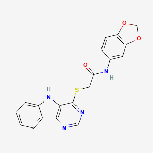 molecular formula C19H14N4O3S B2501925 2-((5H-pyrimido[5,4-b]indol-4-yl)thio)-N-(benzo[d][1,3]dioxol-5-yl)acetamide CAS No. 1116029-89-0