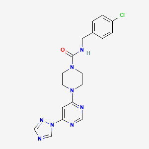 molecular formula C18H19ClN8O B2501926 4-(6-(1H-1,2,4-triazol-1-yl)pyrimidin-4-yl)-N-(4-chlorobenzyl)piperazine-1-carboxamide CAS No. 1798537-55-9