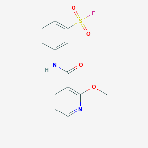 molecular formula C14H13FN2O4S B2501927 3-[(2-Methoxy-6-methylpyridine-3-carbonyl)amino]benzenesulfonyl fluoride CAS No. 2224382-75-4
