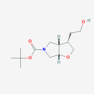 molecular formula C13H23NO4 B2501928 外消旋-(3S,3aS,6aS)-叔丁基 3-(2-羟乙基)四氢-2H-呋喃[2,3-c]吡咯-5(3H)-羧酸酯 CAS No. 1273564-96-7