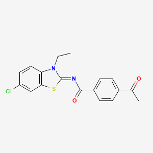 molecular formula C18H15ClN2O2S B2501938 4-乙酰基-N-(6-氯-3-乙基-1,3-苯并噻唑-2-亚烷基)苯甲酰胺 CAS No. 865544-09-8