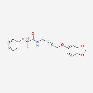 molecular formula C20H19NO5 B2501939 N-(4-(苯并[d][1,3]二氧杂环-5-氧基)丁-2-炔-1-基)-2-苯氧基丙酰胺 CAS No. 1428364-44-6