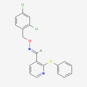 molecular formula C19H14Cl2N2OS B2501946 2-(phenylsulfanyl)nicotinaldehyde O-(2,4-dichlorobenzyl)oxime CAS No. 478031-07-1
