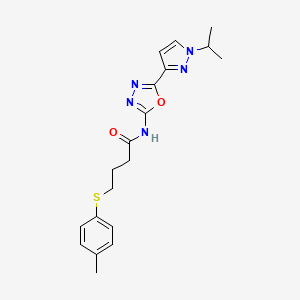 molecular formula C19H23N5O2S B2501955 N-(5-(1-isopropyl-1H-pyrazol-3-yl)-1,3,4-oxadiazol-2-yl)-4-(p-tolylthio)butanamide CAS No. 1211244-74-4