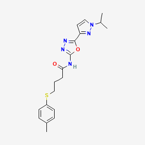 molecular formula C19H23N5O2S B2501955 N-(5-(1-异丙基-1H-吡唑-3-基)-1,3,4-恶二唑-2-基)-4-(对甲苯硫基)丁酰胺 CAS No. 1211244-74-4