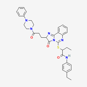 molecular formula C35H38N6O3S B2501961 N-(4-乙基苯基)-2-({3-氧代-2-[3-氧代-3-(4-苯基哌嗪-1-基)丙基]-2H,3H-咪唑并[1,2-c]喹唑啉-5-基}硫代)丁酰胺 CAS No. 1104845-35-3