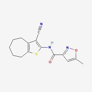 molecular formula C15H15N3O2S B2501964 N-(3-cyano-5,6,7,8-tetrahydro-4H-cyclohepta[b]thiophen-2-yl)-5-methyl-1,2-oxazole-3-carboxamide CAS No. 925615-79-8