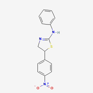 molecular formula C15H13N3O2S B2501968 5-(4-nitrophenyl)-N-phenyl-4,5-dihydro-1,3-thiazol-2-amine CAS No. 379726-93-9