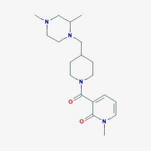 molecular formula C19H30N4O2 B2501972 3-(4-((2,4-dimethylpiperazin-1-yl)methyl)piperidine-1-carbonyl)-1-methylpyridin-2(1H)-one CAS No. 1421472-24-3