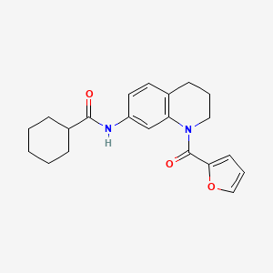 molecular formula C21H24N2O3 B2501984 N-[1-(2-furoyl)-1,2,3,4-tetrahydroquinolin-7-yl]cyclohexanecarboxamide CAS No. 946244-16-2