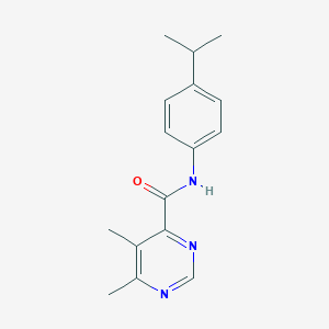 molecular formula C16H19N3O B2501986 5,6-Dimethyl-N-(4-propan-2-ylphenyl)pyrimidine-4-carboxamide CAS No. 2380088-11-7