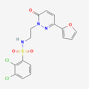 molecular formula C16H13Cl2N3O4S B2501987 2,3-dichloro-N-(2-(3-(furan-2-yl)-6-oxopyridazin-1(6H)-yl)ethyl)benzenesulfonamide CAS No. 946264-17-1