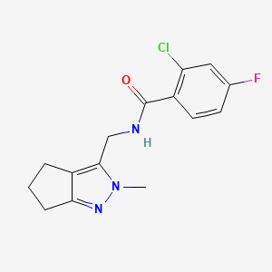 2-chloro-4-fluoro-N-((2-methyl-2,4,5,6-tetrahydrocyclopenta[c]pyrazol-3-yl)methyl)benzamide