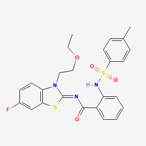 molecular formula C25H24FN3O4S2 B2501996 N-[3-(2-ethoxyethyl)-6-fluoro-1,3-benzothiazol-2-ylidene]-2-[(4-methylphenyl)sulfonylamino]benzamide CAS No. 865163-11-7