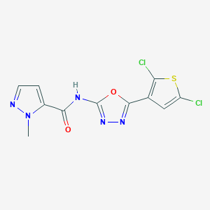 molecular formula C11H7Cl2N5O2S B2502010 N-(5-(2,5-dichlorothiophen-3-yl)-1,3,4-oxadiazol-2-yl)-1-methyl-1H-pyrazole-5-carboxamide CAS No. 1171516-51-0